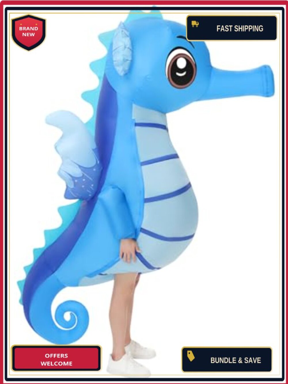 Inflatable Seahorse Costume Adult Funny Halloween Blow Up Animal Cosplay Party